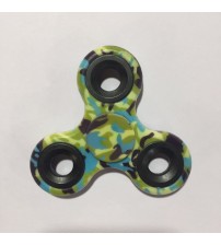 Fidget Hand Spinner, Tri-Spinner, Good Quality, Stress Reliever, Camouflage Green Color, Black Rim (Color & Texture May Slightly Get Vary)